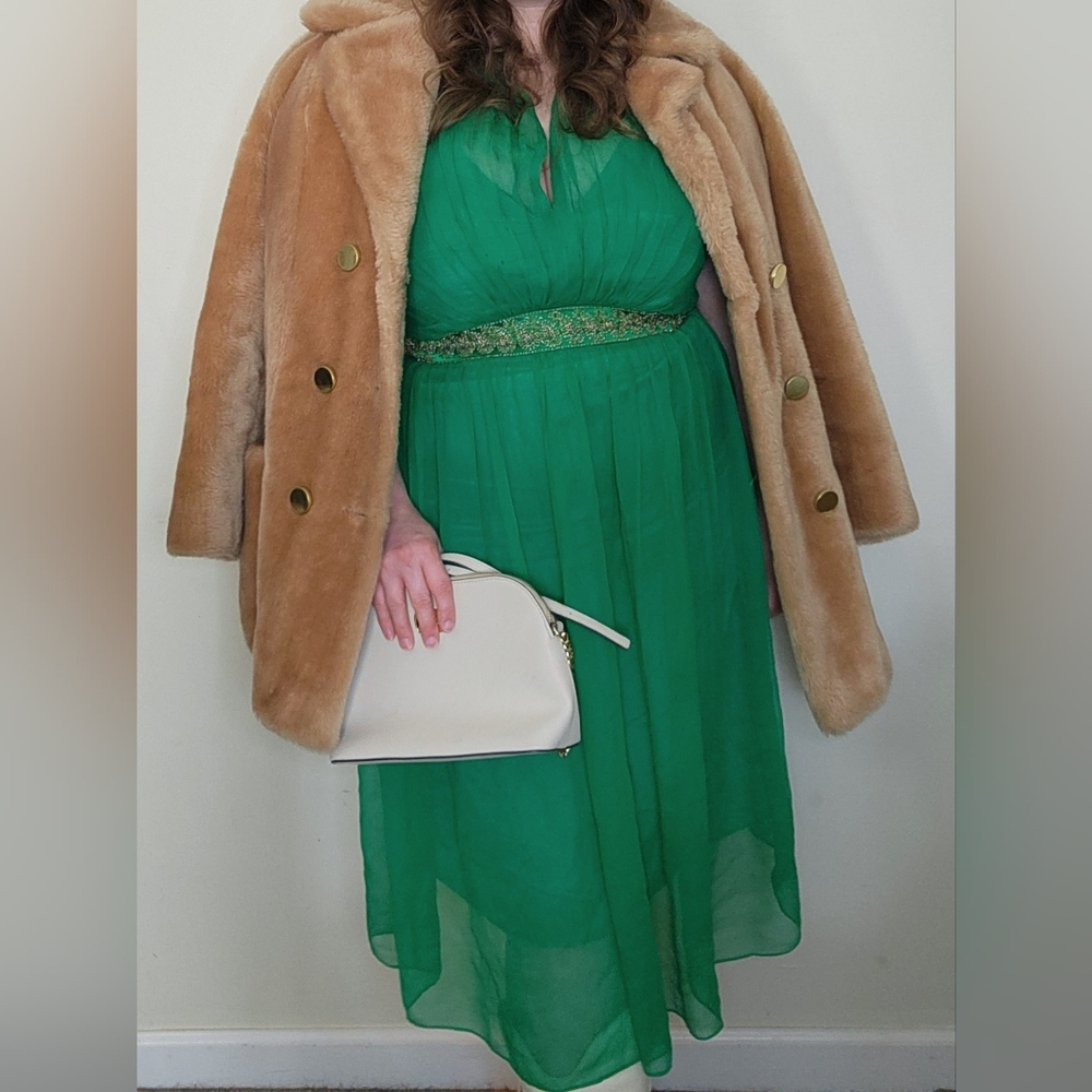 Maggy London Vintage Silk Green Halter Dress Size 12